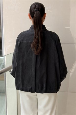 Ghisa Önü Pile Detaylı Fermuarlı Reklan Kol Astarlı Bomber Ceket