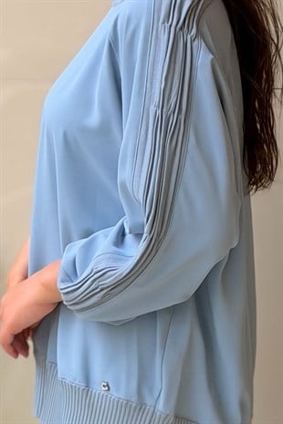 Ghisa Yakası Ve Kolları Triko Detaylı Kısa Tunik
