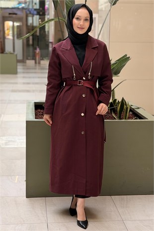 Ceremoy Fermuar Detaylı Yeleke Dönüşebilen Lora Trenç