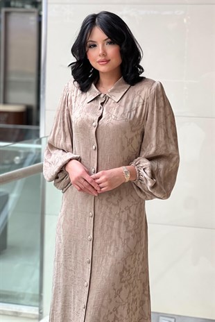 Qül Exclusive Önden Bağlamalı Kupra Elbise