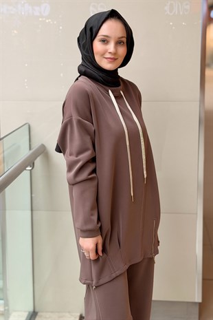 Fuat Gürşen Fermuar detaylı Spor Dikiş Tunik Pantolon Takım