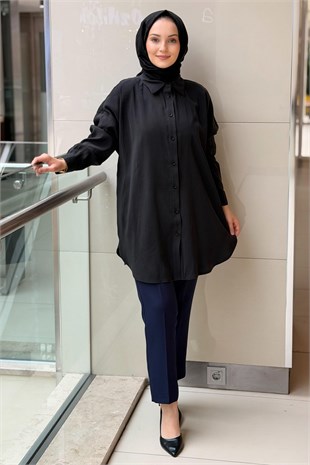 Tığ Triko Saten Yüzlü Oversize Gömlek