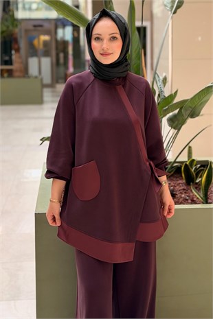 Nuss Kapaklı Çapraz Bağlı Tunik Pantolon Takım
