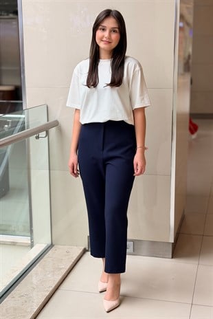 Sentez Arkası Lastikli Tek Düğme Pantolon