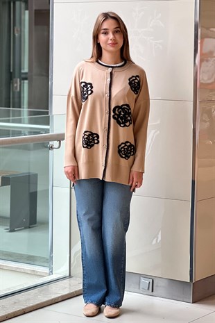 Ghisa Gül Detaylı Triko Hırka