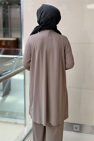 Nurcan Çetin Omuzu Payet İşli Nervürlü Tunik Pantolon Takım