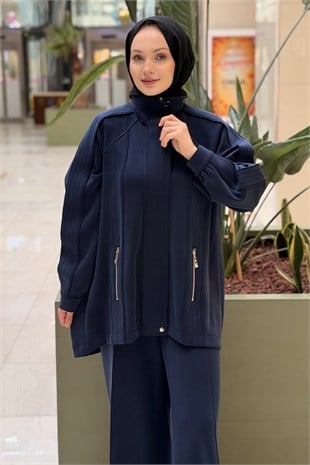 Tığ Triko Spor Dikiş Detaylı Pantolonlu Takım
