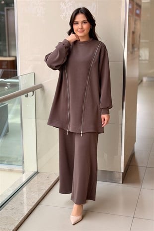 Nurcan Çetin Fermuar Detaylı Tunik Pantolon Takım