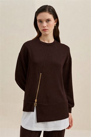 Mahal Fermuar Detaylı Tunik Pantolon Takım