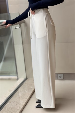 Sentez Jessica Kapak Cepli Geniş Paça Pantolon