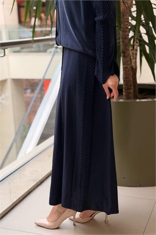 Missdalida Balık Sırtı Detaylı Triko Kloş Etek