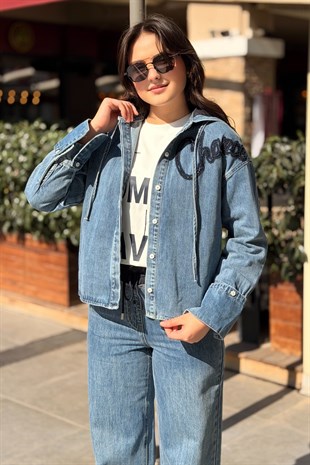 İpekyol Kontrast Kapüşonlu Denim Gömlek