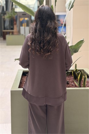 Nuss Kapaklı Çapraz Bağlı Tunik Pantolon Takım
