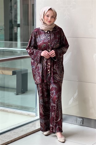 Ghisa Şal Desenli Gömlek Pantolon Takım