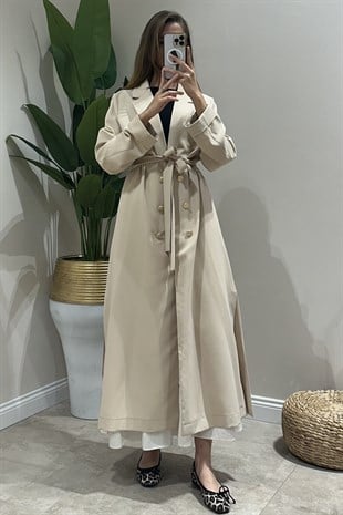Nurcan Çetin Önü Açık Yanları Yırtmaçlı Blazer Ceket Kap