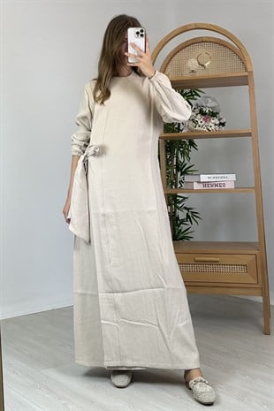 İnvee Yandan Bağlamalı Tencel Elbise