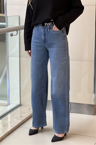 Twist Sloganlı Elastik Bel Jean Pantolon