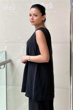 Missdalida Düz Renk Kolsuz Cupro İçlik Tunik