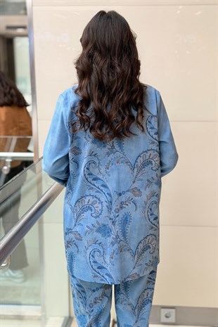Tığ Triko Denim Kombinli Pantolonlu Takım