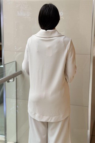Nuss Saçaklı Taş İşlemeli Kap Pantolon Takım