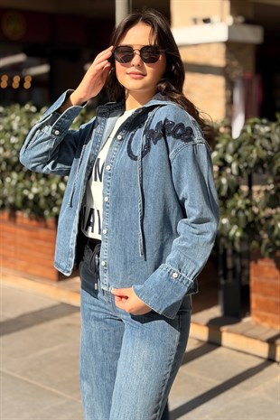 İpekyol Kontrast Kapüşonlu Denim Gömlek