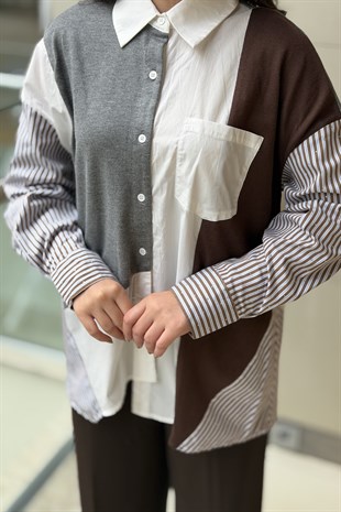 İpekyol Kumaş Mix Oversize Gömlek
