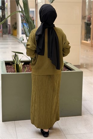 Nuss Kroşe Efektli Tunik Etek Merserize Takım