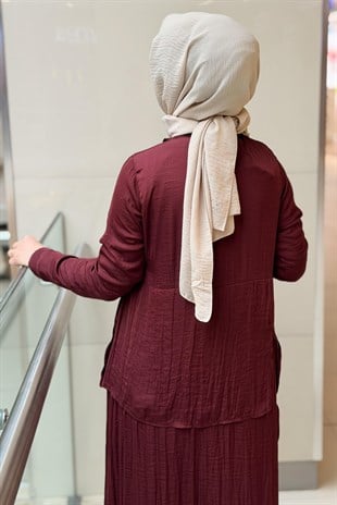 Ceremony Önden Tunik Etek Görünümlü Önden Düğmeli Cupra Elbise