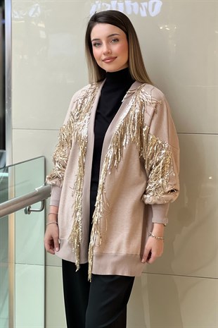 Ghisa Süslemeli Triko Detaylı Hırka