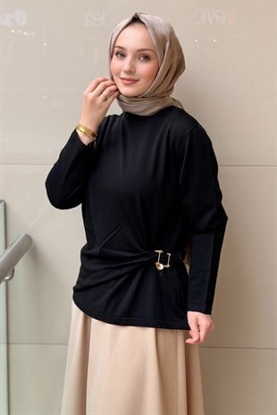 Ghisa Beli Tokalı Büzgülü Tunik
