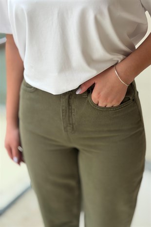 Twist Slogan Baggy Jean Pantolon