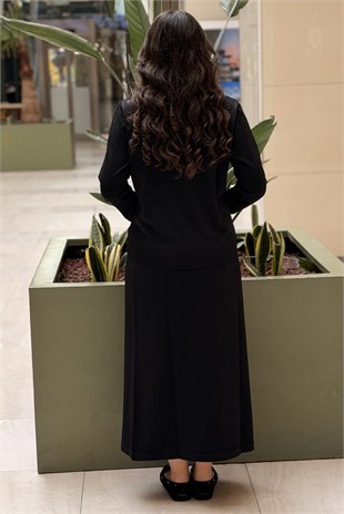 Nuss Tuniği Ve Eteği Düğme Detaylı Merserize Tunik