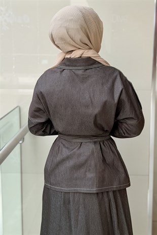 Mahal Brown Etekli Kot Takım