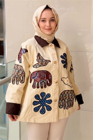 Ghisa Patchwork Figürlü Ceket