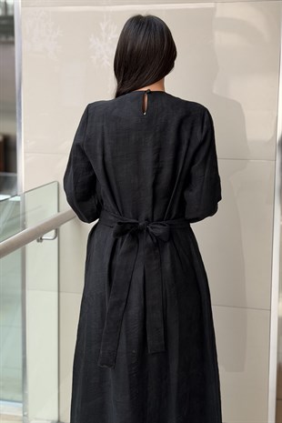 Nuss Beli Bağlama Kuşaklı Elbise