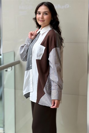 İpekyol Kumaş Mix Oversize Gömlek