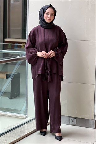 Ghisa Fiyonk Bağlı Tunik Bol Pantolon Takım