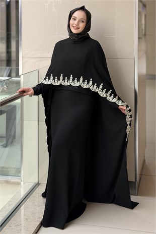 Fashion Night Taş İşlemeli İçli Dışlı Senti Krep Abiye