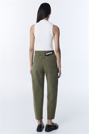 Twist Slogan Baggy Jean Pantolon