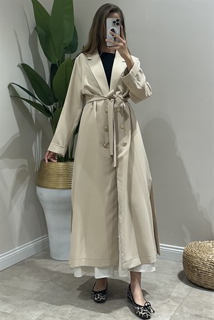 Nurcan Çetin Önü Açık Yanları Yırtmaçlı Blazer Ceket Kap