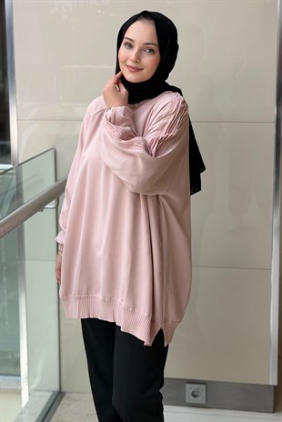 Ghisa Kolları Plise Merserize Detaylı Tunik