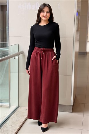 Mahal Beli İpli Lastikli Bol Pantolon