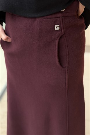 Ghisa Beli Apoletli Cep Detaylı Triko Etek
