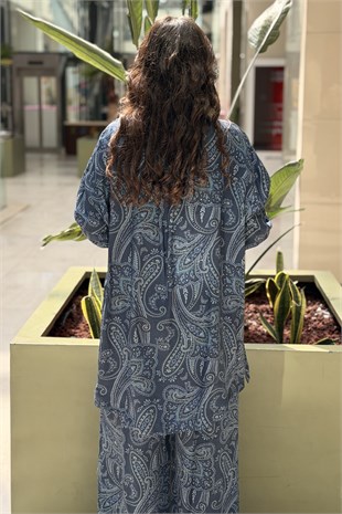 Ghisa Şal Desenli Gömlek Pantolon Takım