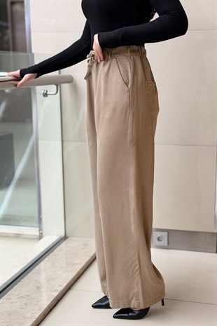 Mahal Beli İpli Lastikli Dört Cepli Bol Pantolon