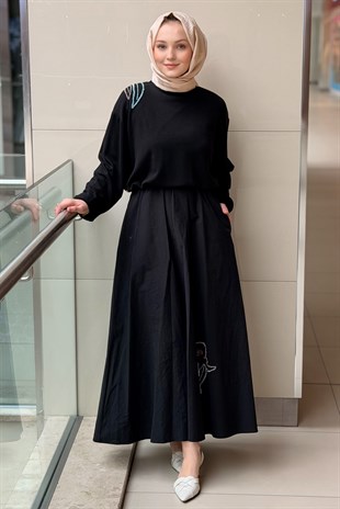 Missemramiss Nakışlı Duo Elbise