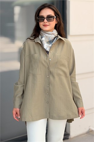 Mahal Miya Çift Cepli Oversize Gömlek