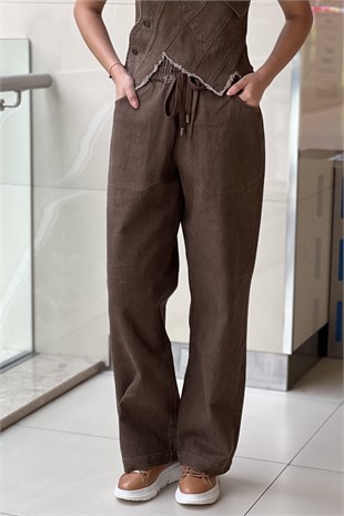 Twist Beli İpli Lastikli Bol Kesim Pantolon