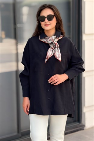 Mahal Miya Çift Cepli Oversize Gömlek