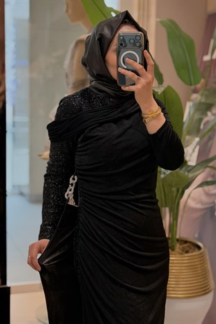 Fashion Night Pırıltı Boncuk İşleme Detaylı Abiye Elbise